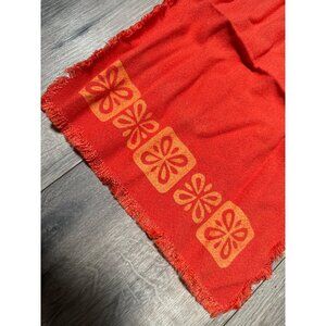 70-80's Orange Floral Cloth Napkins Set of 4 Table Linens